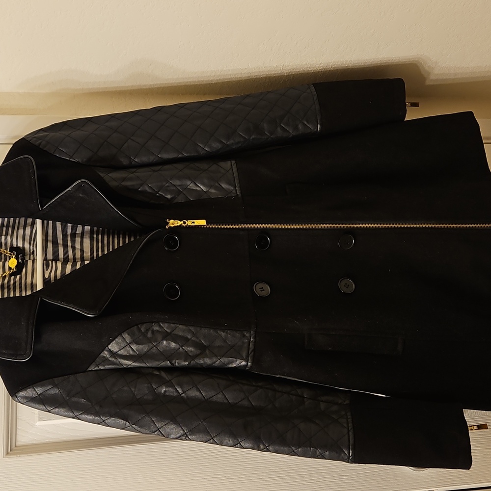 Vintage Bebe Black Wool Pea Coat Size S